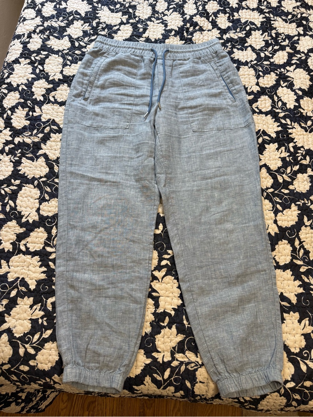 Athleta cabo light blue Drawstring Linen Jogger Pants 6P